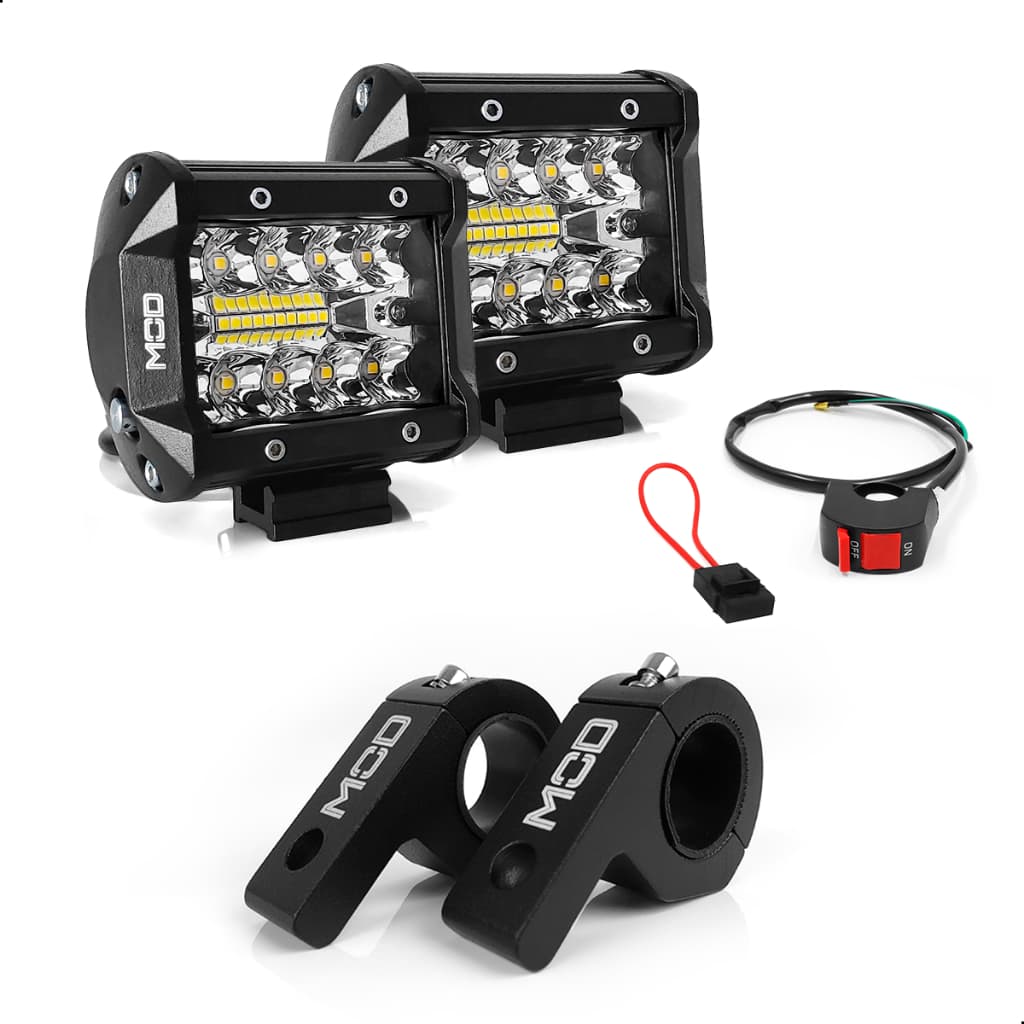 Farol Milha Universal 60w Par Auxiliar Moto 12v~24v Honda Kit Com Interruptor Guidão