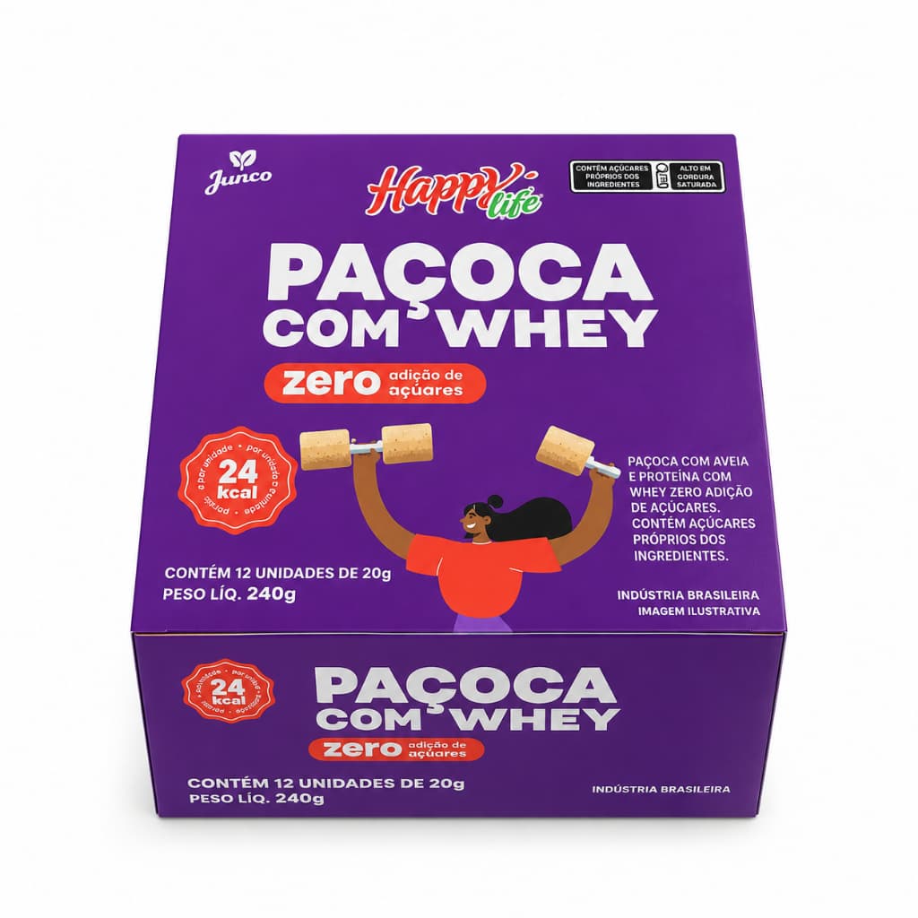 Doce Paçoquinha com Whey Zero Adição de Açúcar 12 Un 20g Happy Life