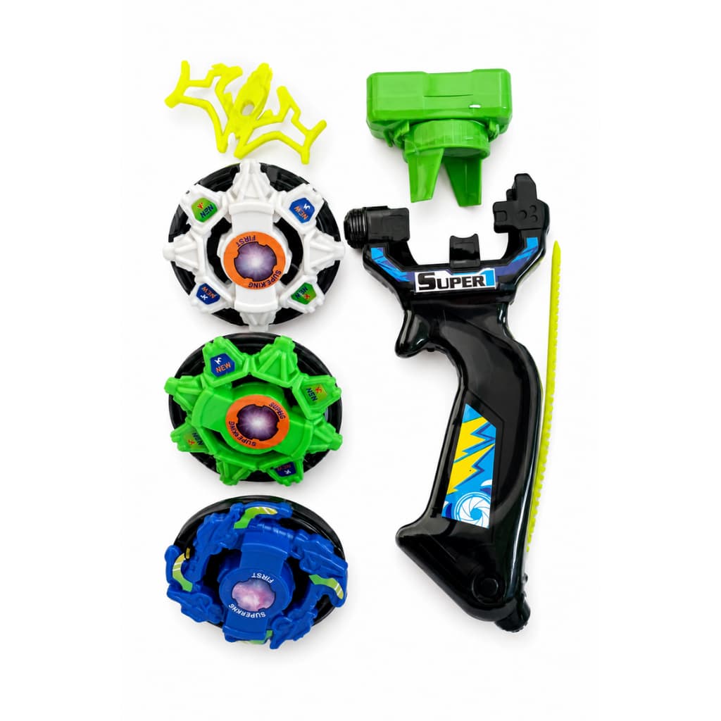 Kit Pião TOP com Lançador - 3 Piões - Brinquedo Infantil