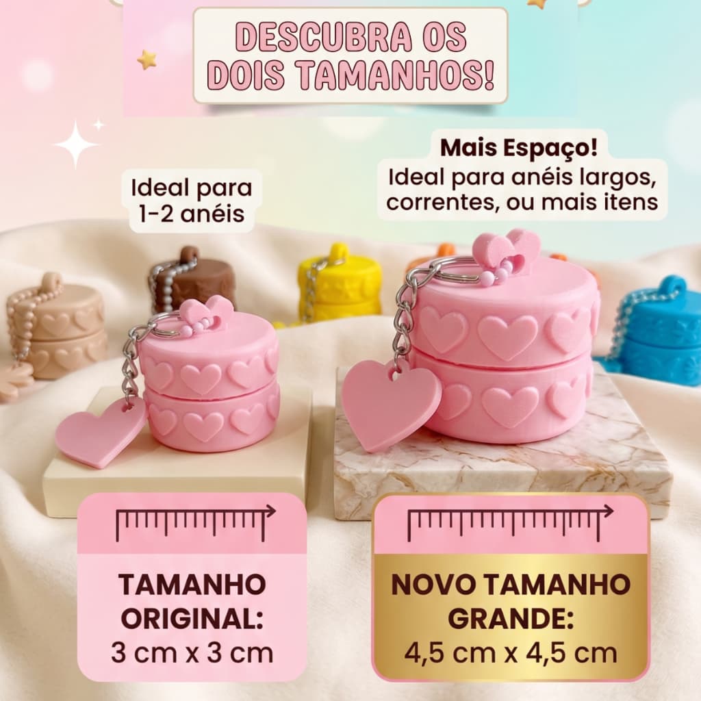 Mini Porta Alianças Chaveiro Porta Joias de Bolsa Caixinha Organizador 3D