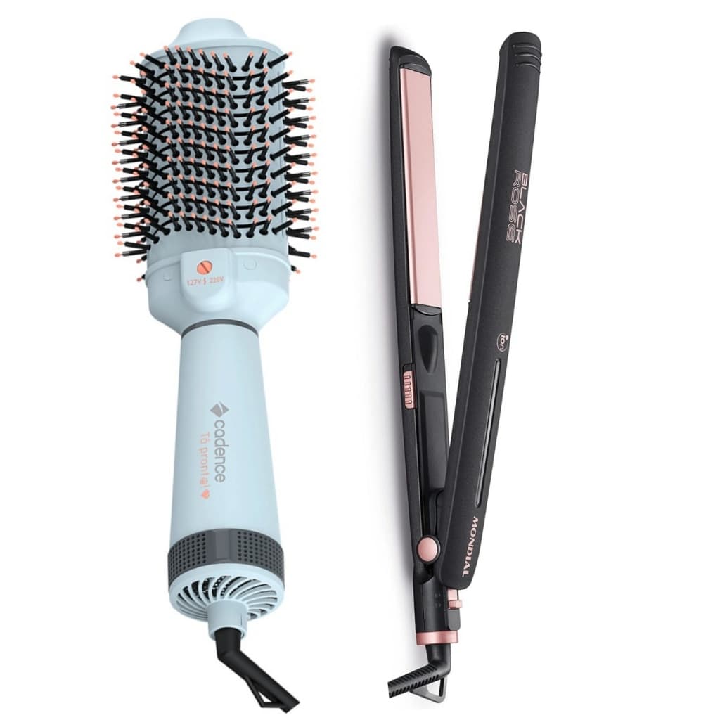 Escova Secadora ESC710 Alisa Modela Seca Chapinha P-27 Ceramica Brilho Intenso Efeito Profissional 4 em 1 Ar Frio Quente
