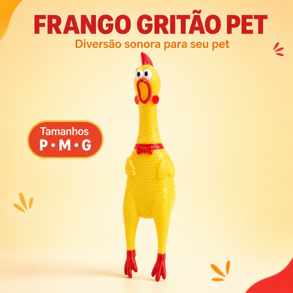 Frango Gritão Pet Brinquedo Sonoro Mordedor Galinha para Cachorro Tamanhos P M G