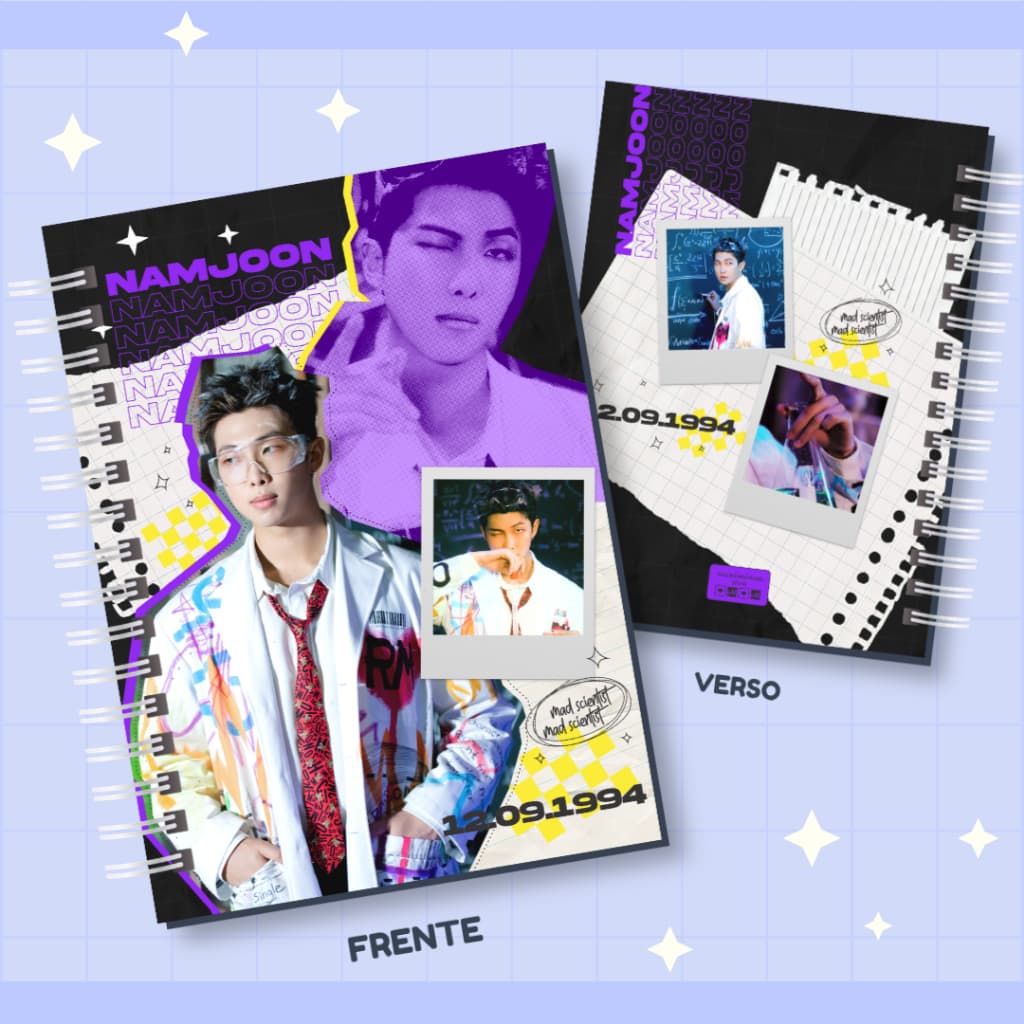 Caderno RM BTS Kpop | Caderno A5 ou Universitário | Namjoon