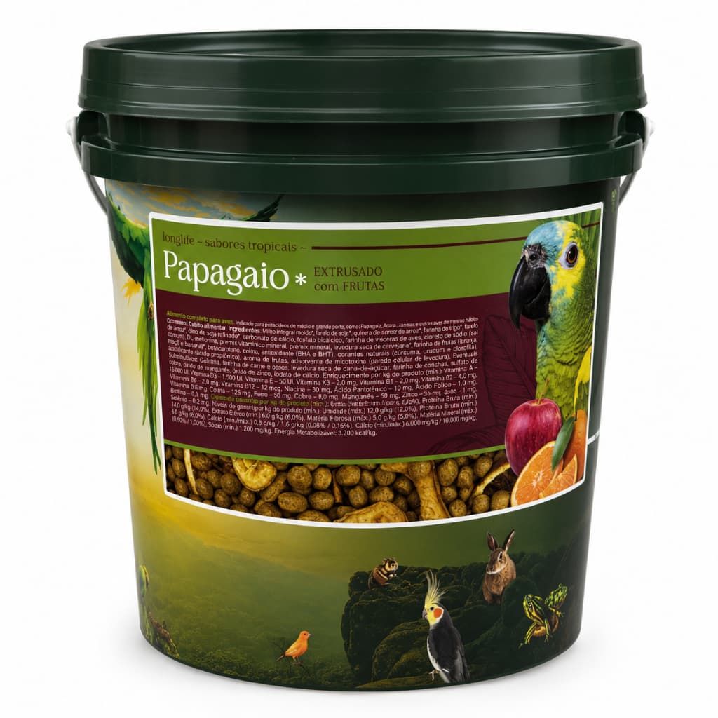 Ração Extrusada Com Frutas Long Life P/ Papagaios Araras 5kg