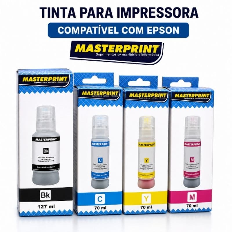 Kit 4 tintas Compatível Epson Masterprint para uso em L1250 L3250 L3210 L3150 L3110 L5290 L5190