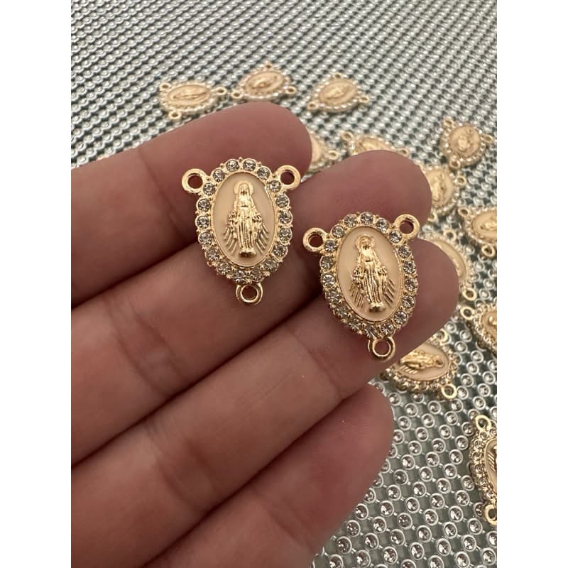 Entremeio nossa senhora das graças resinado com strass 16x20mm -2unid