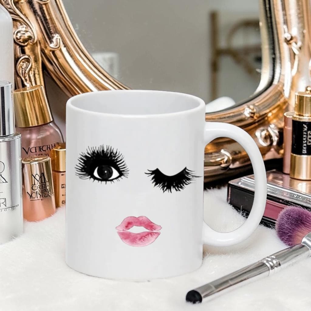 canecas personalizadas de maquiagens rosa em porcelana porta pinceis ou para beber cafe cha