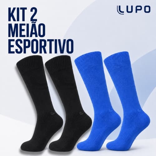 Meião Futebol Original Lupo Kit 2 Pares Cano Longo Infantil Adulto Atoalhado Conforto