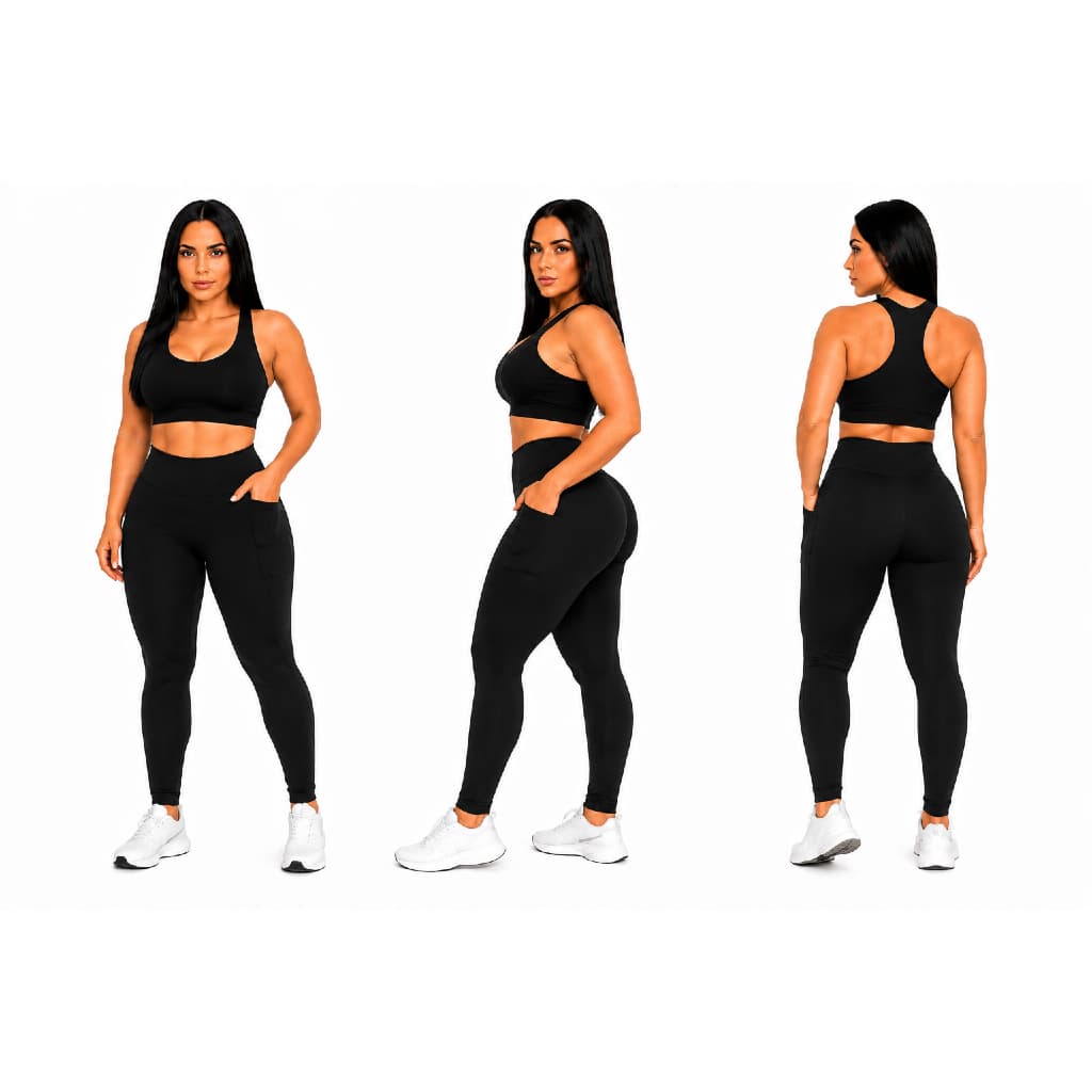 Conjunto academia fitness | Top e calça | com bolsos | Zero transparência | Supléx PREMIUM