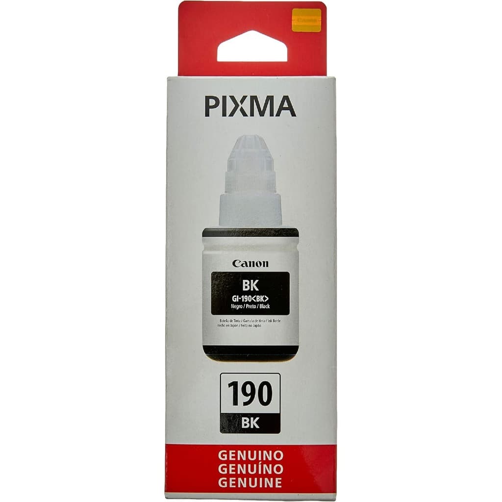 Refil de Tinta Canon GI-190 Preto Original 135ml Mega Tank G1100 G2100 G3100 G4100