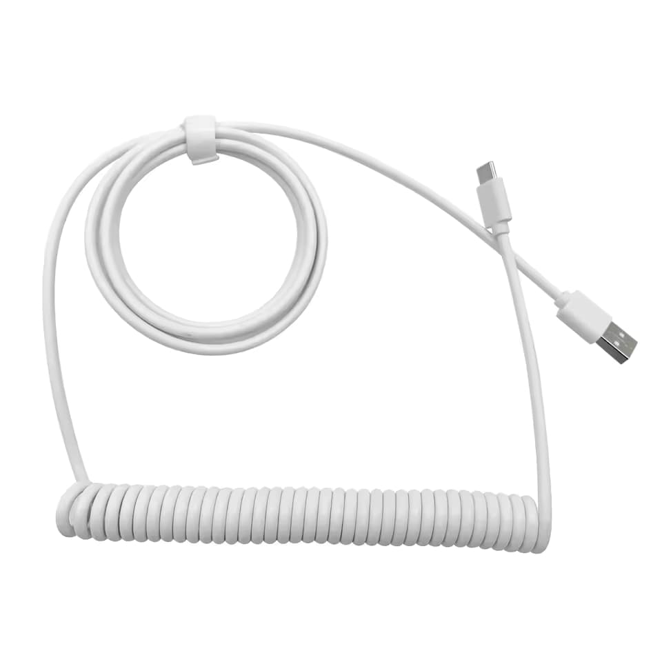 Cabo Coiled Brilhante Para Teclado Mecânico USB Tipo C Enrolado, Conexão Direta