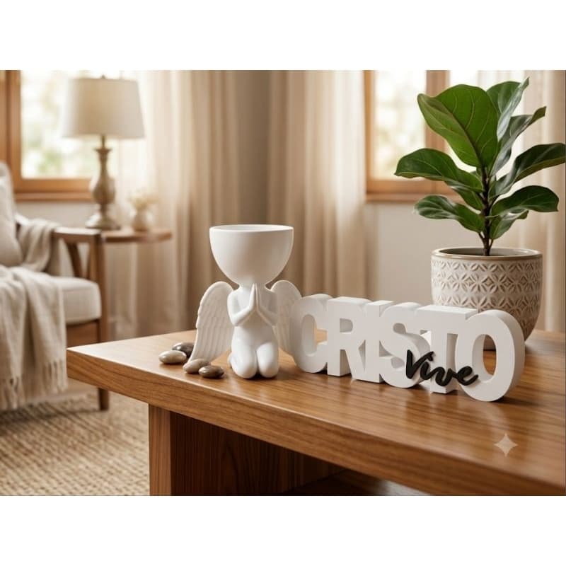 CRISTO VIVE + VASINHO ANJO REZANDO | DECORAÇÃO RELIGIOSA/DECORAÇÃO/CASA/RELIGIÃO