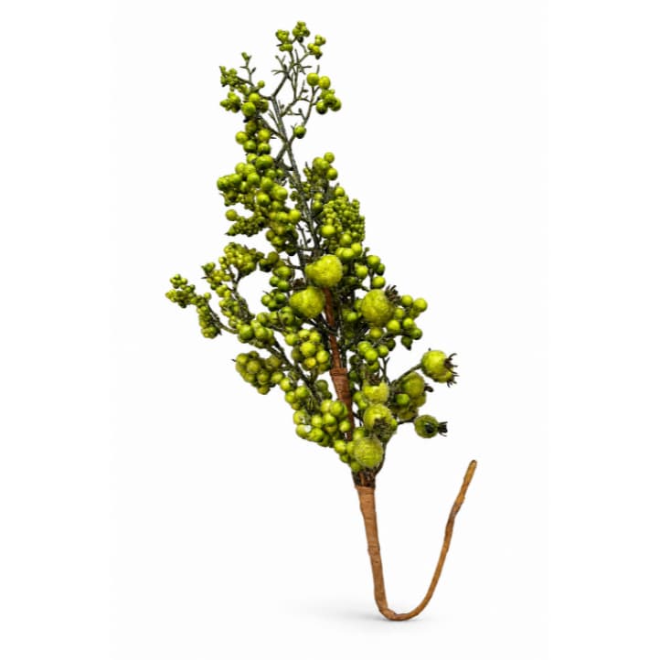 Galho Grande De Natal Berry Frutinhas Verde 60cm Tok Da Casa