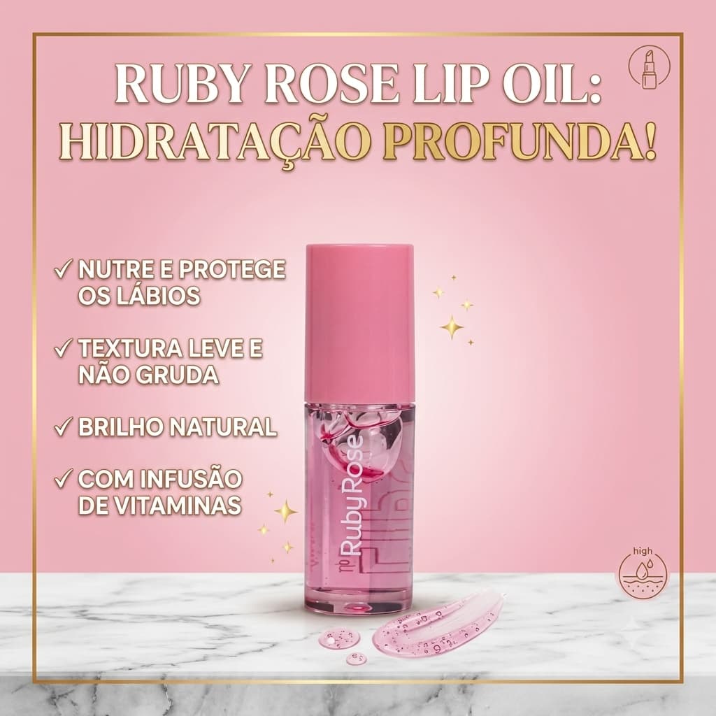 Fresh Lips Lip Oil Ruby Rose Hidratação Profunda Labial Brilho Natural Nouri