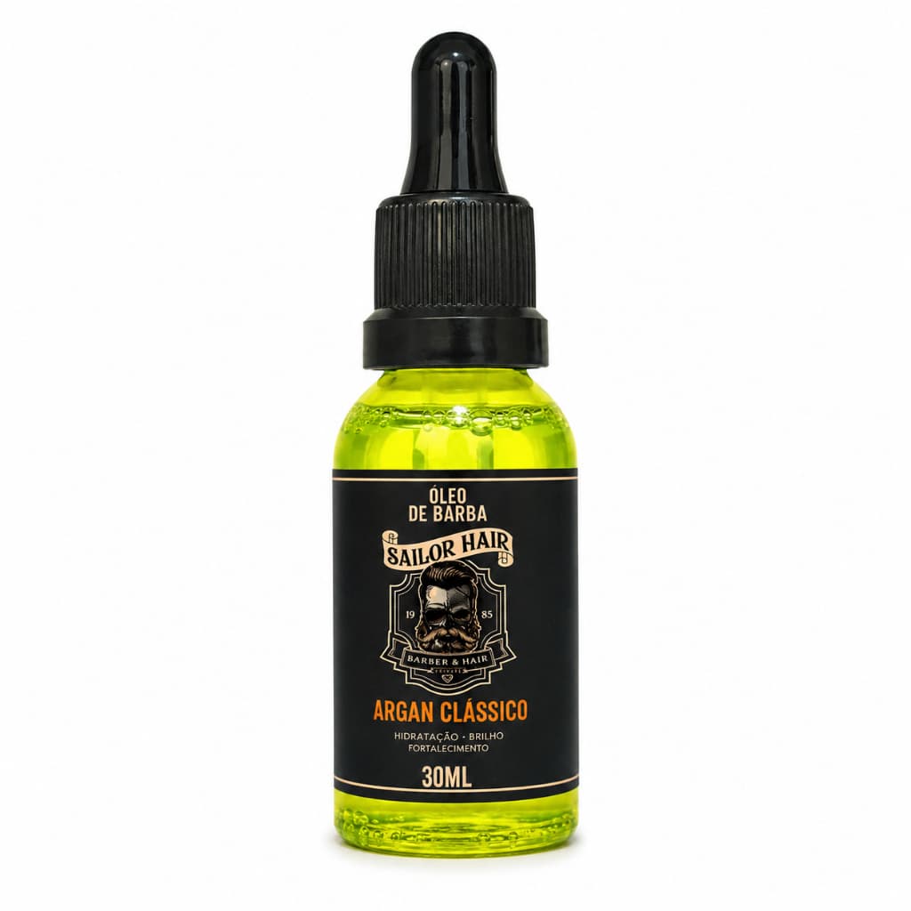 Óleo De Barba Argan Clássico 30ml Hidratação Brilho Maciez Sailor Hair