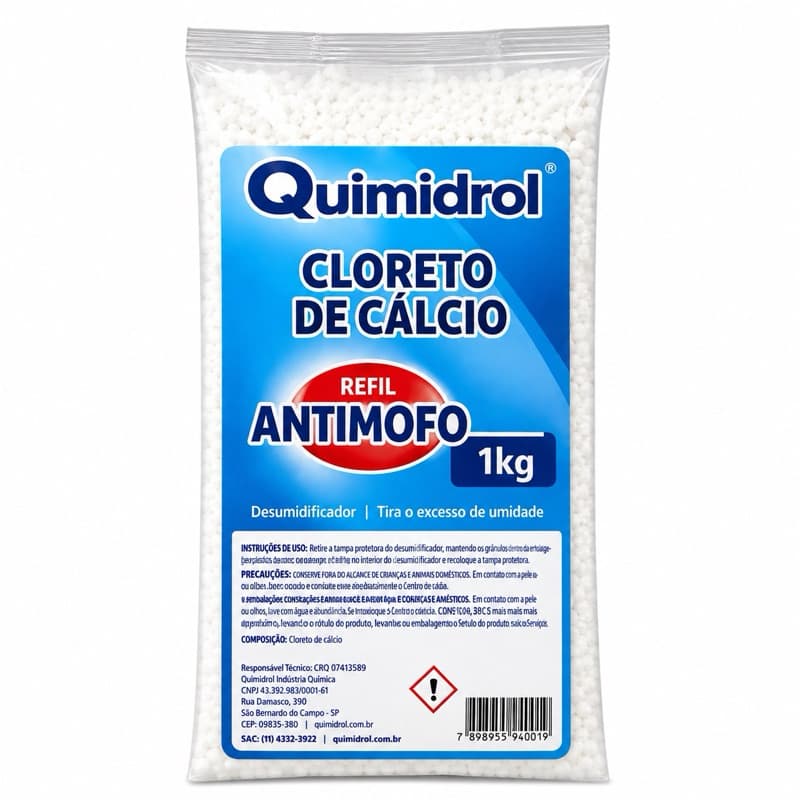 Cloreto de Cálcio 1kg Bolinhas Anti Mofo Desumidificador de Roupa