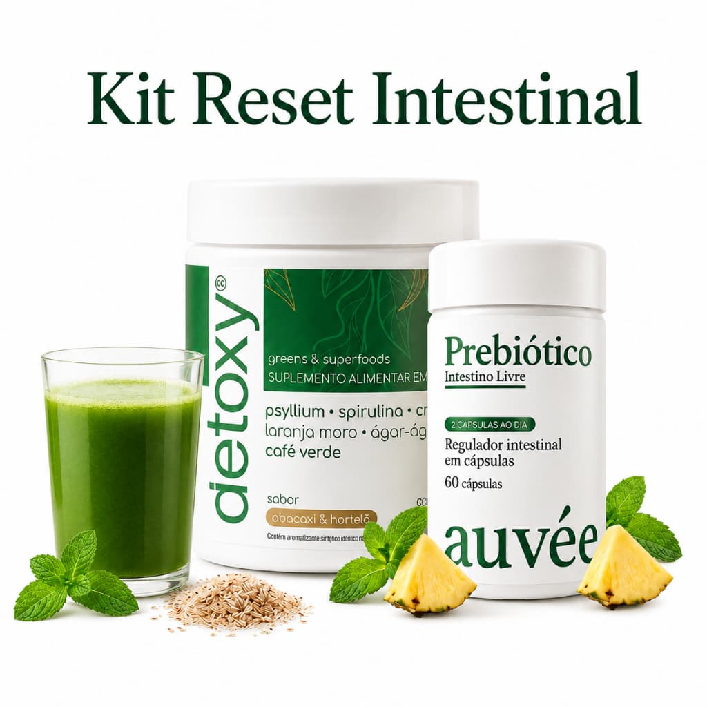 Kit Reset Intestinal Suco Verde 210g + Prebiótico 60 Cápsulas Auvée