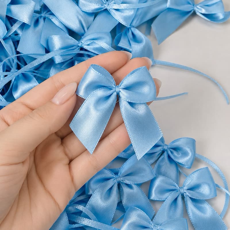 Laços Cetim com fitilho amarração Azul Bebê Nº5 Para Lembrancinha Maternidade caixa esfera Batizado Festa céu Artesanato