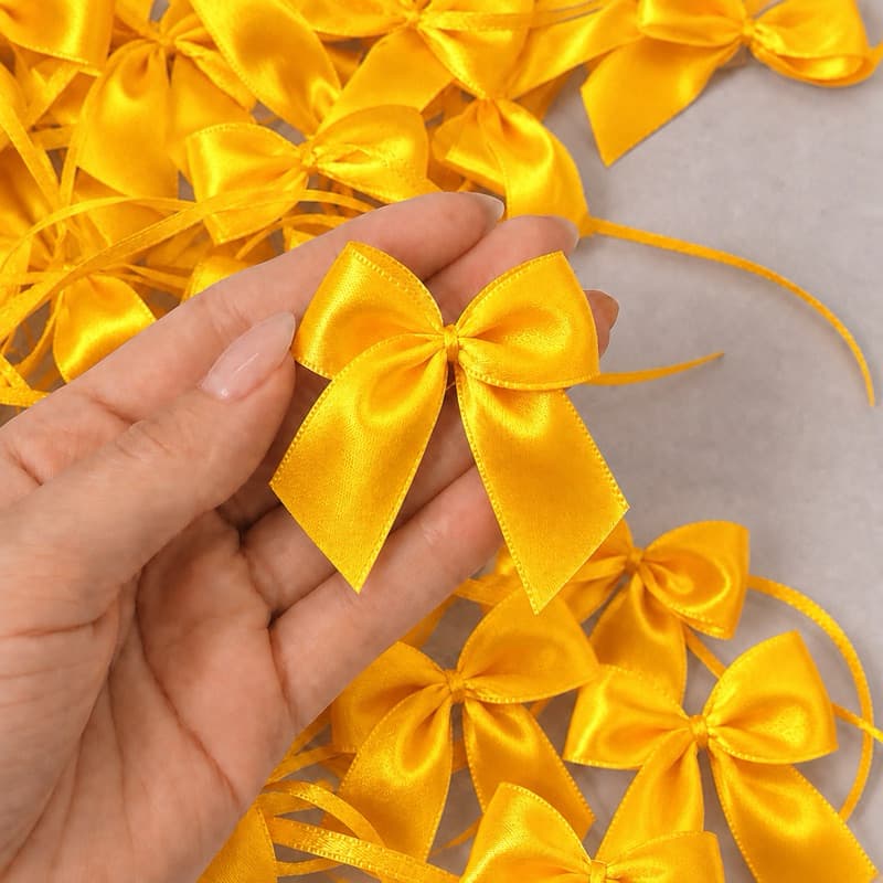 Laços com fitilho amarração Nº5 amarelo decoração artesanais lembranças brindes mimos caixa esfera decorativo acrílica