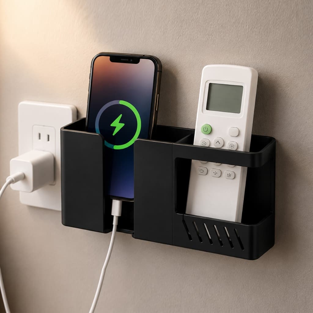 Suporte De Parede Dois Em Um Multifuncional Sem Furar Para Controle E Celular