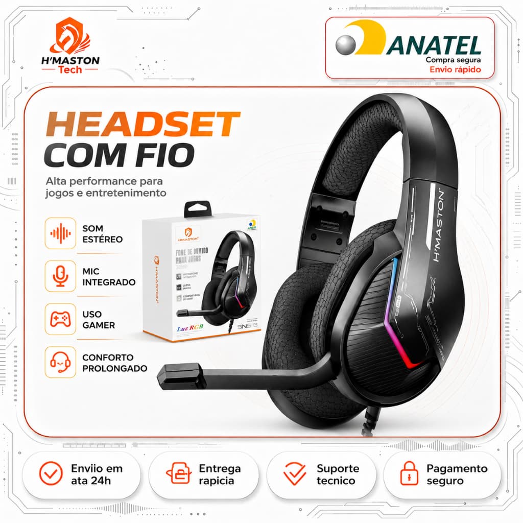 H'Maston Fone De Ouvido Headphone  Sem Fio Fone De Ouvido Gamer  Headset Com Microfone Fone Gamer Com Fio SNS16