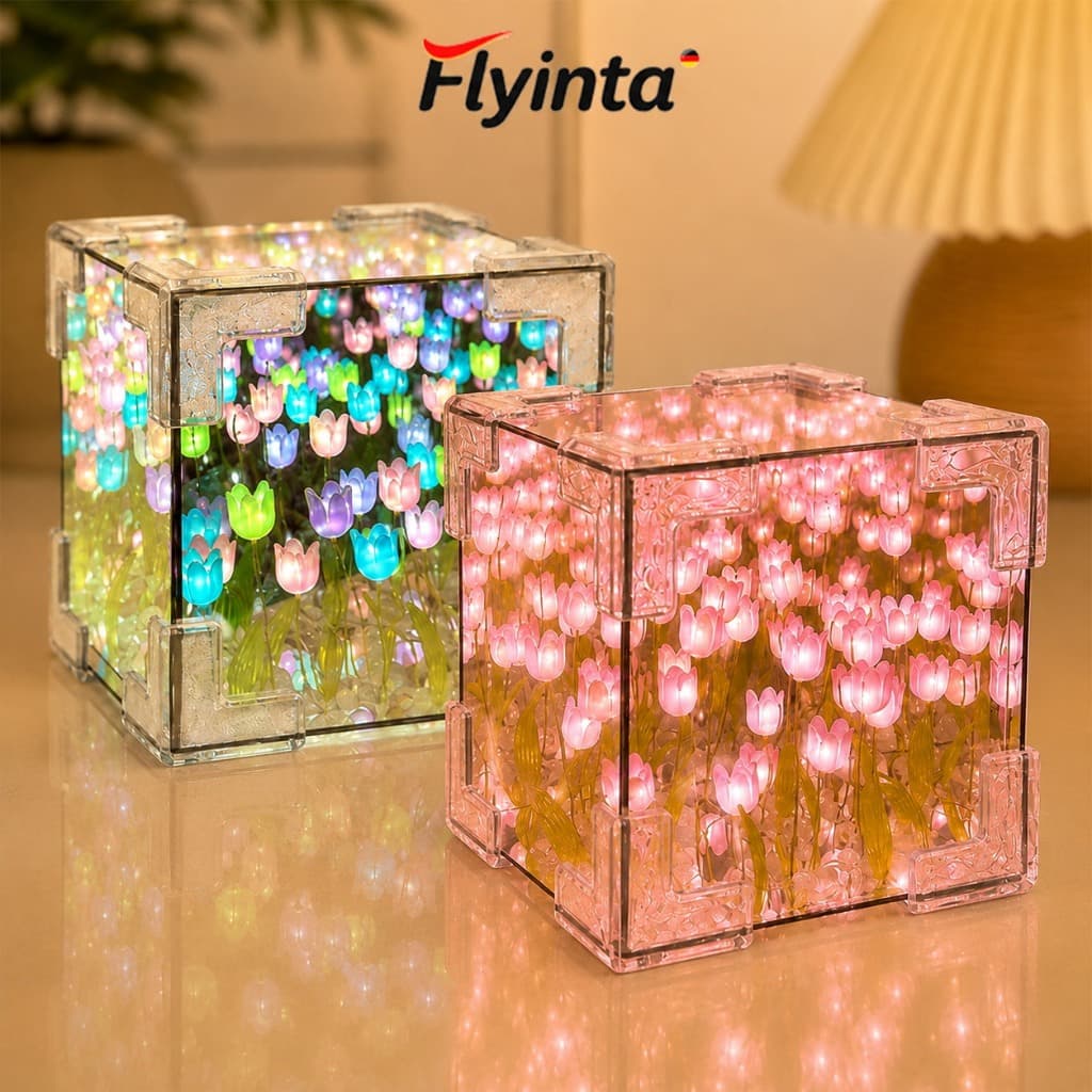Flyinta Luminária Noturna Quadrada Abajur Presente Namorada Luz Noturna Em Forma De Flor Luz