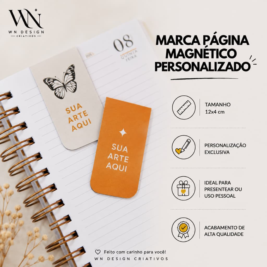 Kit Marca Página Magnético Personalizado Feito do Seu Jeito | Livros, Agendas, Caderno, Bíblias, Eventos e Presentes