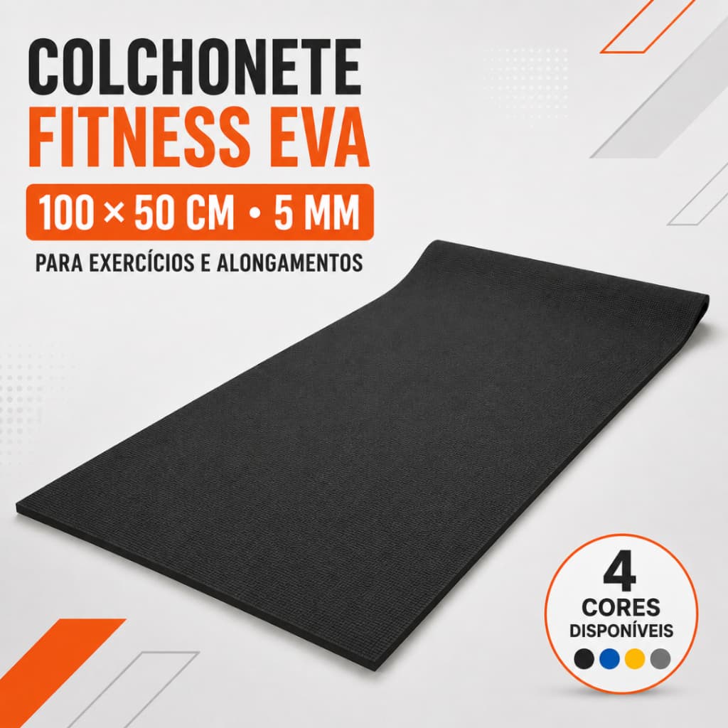 Colchonete Academia EVA 100x50cm 5mm Tapete Yoga Pilates Exercícios Fitness