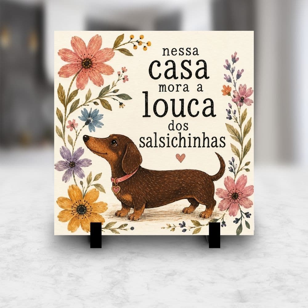 Azulejo Cachorro Salsicha Dachshund Decorativo 20x20