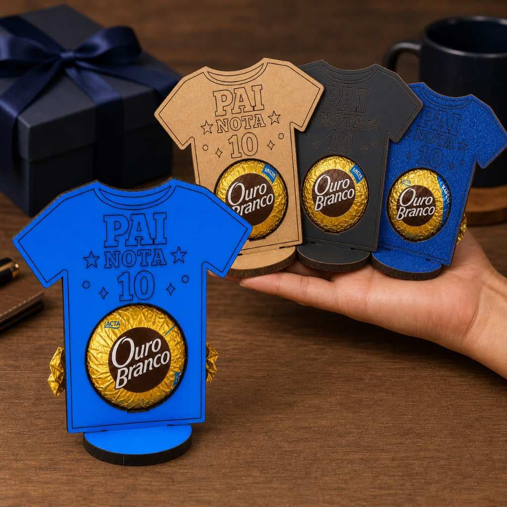 Kit 50 Porta Bombom Camisa 10 em MDF Dia dos Pais Lembrancinha Futebol Presente para Pai Festa Brinde Empresa e Loja