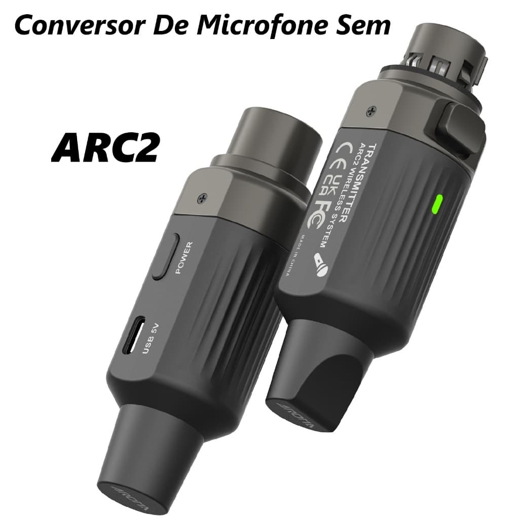 Aroma Conversor de Microfone Sem Fio UHF 7 Canais 24-bit/192kHz para Microfones Dinâmicos Câmeras