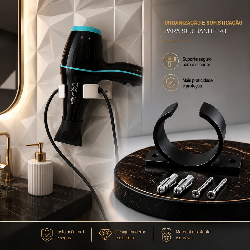 Suporte De Parede Para Secador De Cabelo Universal