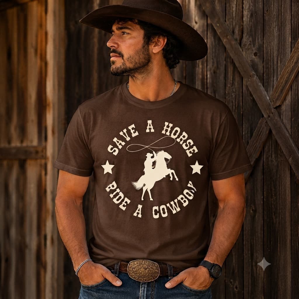Camiseta Masculina Estilo Country Cowboy Bruto Malha Premium