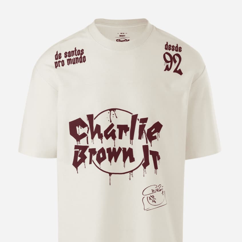 Camiseta Oversized Masculino  Manga Curta em Algodão Charlie Brown JR Unissex Fãs