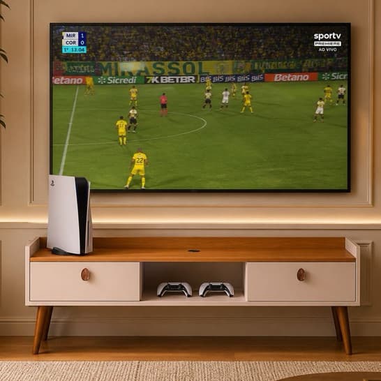 Rack Para TV Vegas/Miami Com Pés 2 Portas Basculantes Design Moderno Ideal Para TV 55 Polegadas