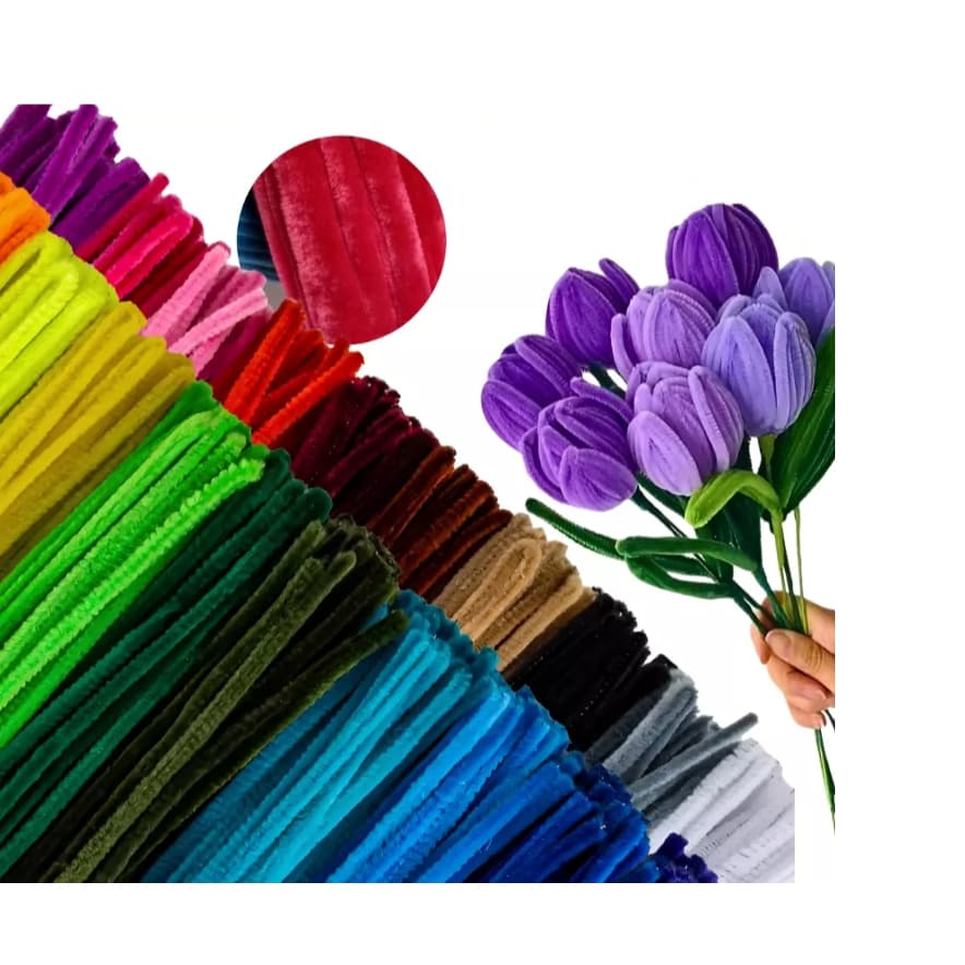 100 Haste De Chenille Limpador De Cachimbo 30cm Cm Arame Para Artesanato
