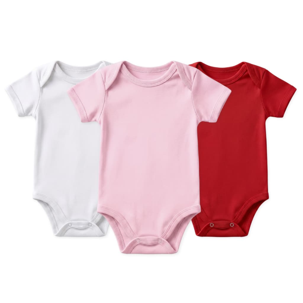 Kit 3 Body Bebê Menina Manga Curta 100% Algodão Body Suedine Recém-Nascido 0 a 12 Meses