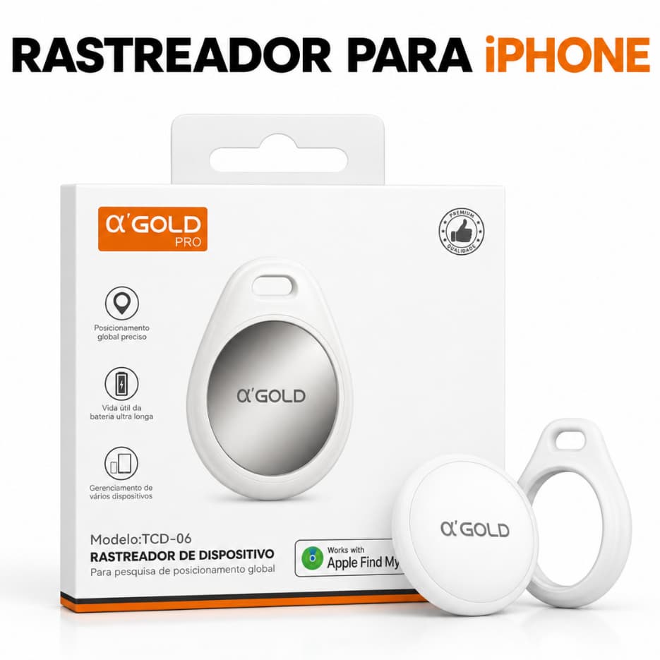 Rastreador A'Gold Pro TCD-06 Smart Tag Compatível com iPhone Apple Buscar para Chaves Mala Mochila Bolsa