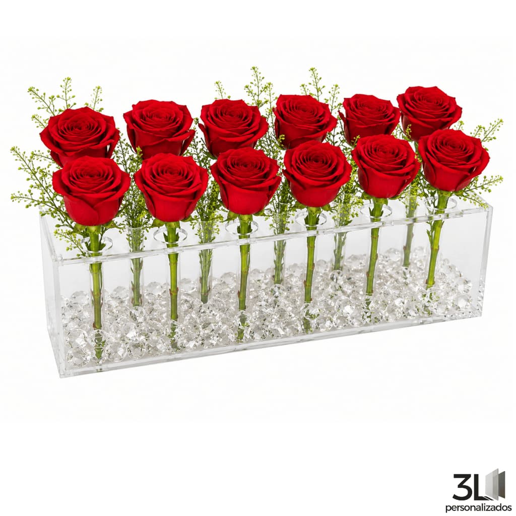 Vaso Acrílico Para Decoração Centro De Mesa Elegância Moderna Retangular 40cm