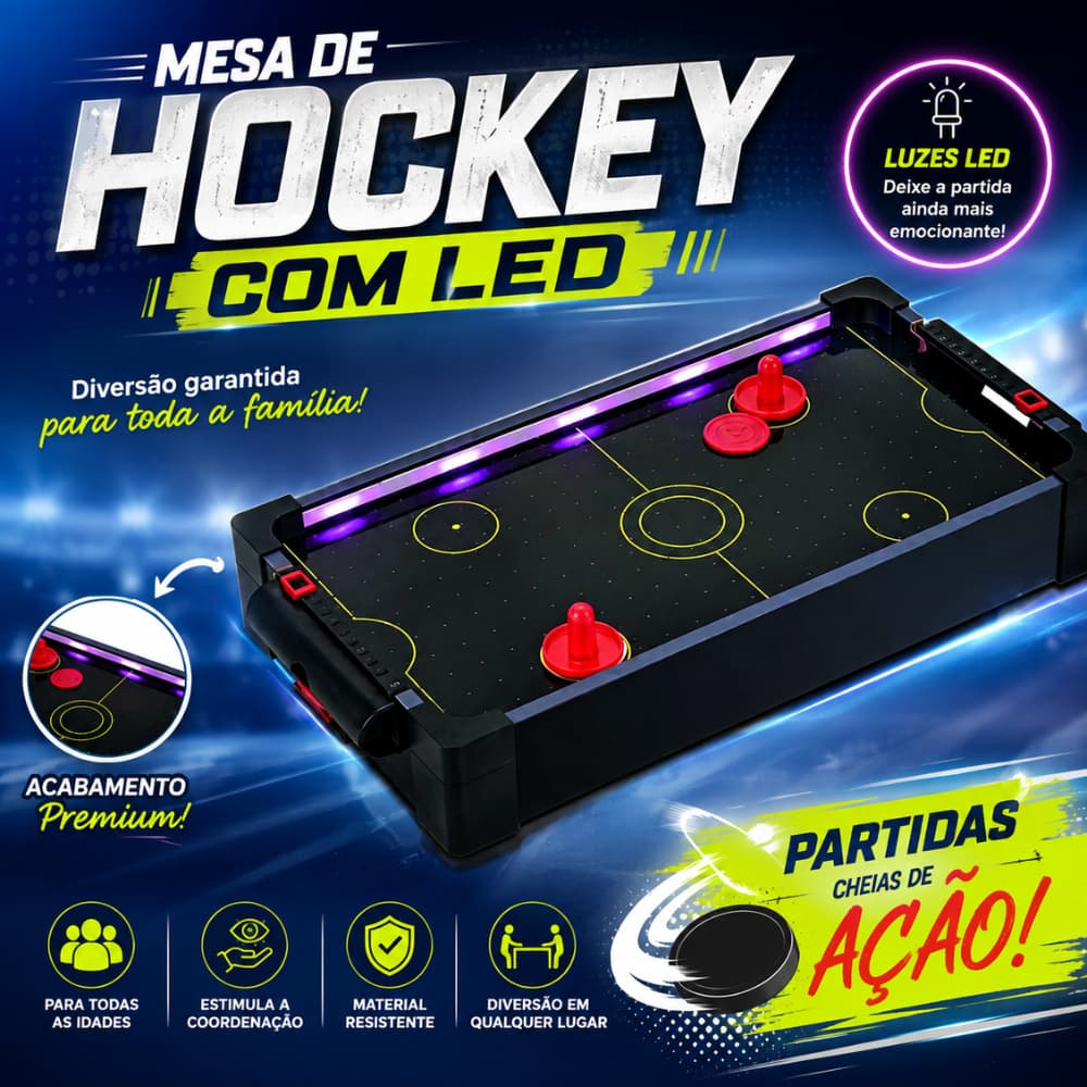 MESA DE HOCKEY COM LED -  ZIPPY - 9107