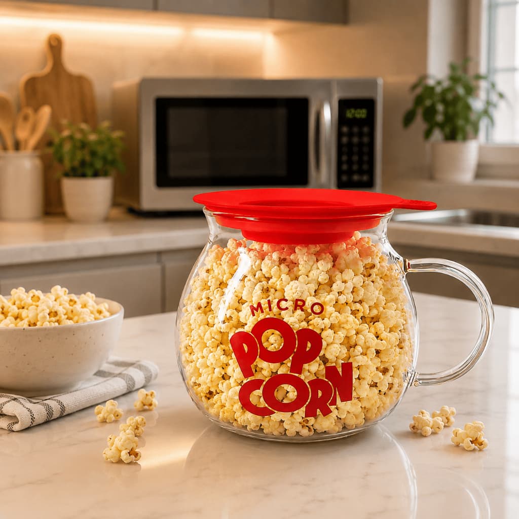 Pipoqueira Micro-ondas Vidro Borossilicato com Tampa Silicone Faz Pipoca Sem Óleo 1,5L Premium