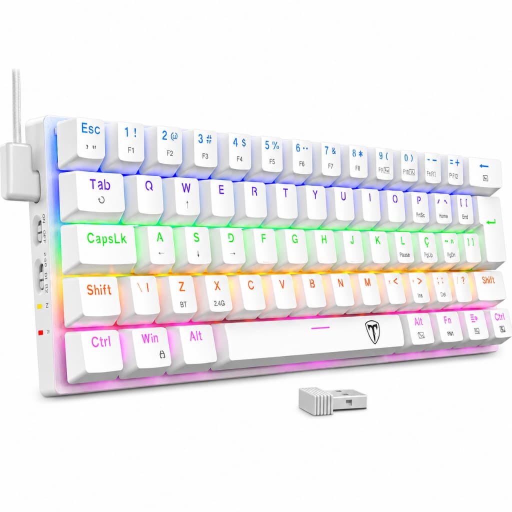 Teclado Mecânico T-Dagger Arena Rainbow 60% ABNT2 Switch Marrom sem fio