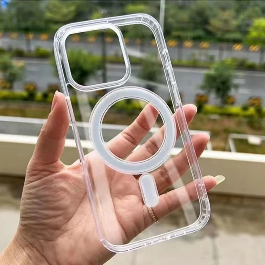 Capa Capinha Para Carregador Sem Fio Transparente Compativel com IPhone 11 12 13 14 15 16 17 Pro / Pro Max