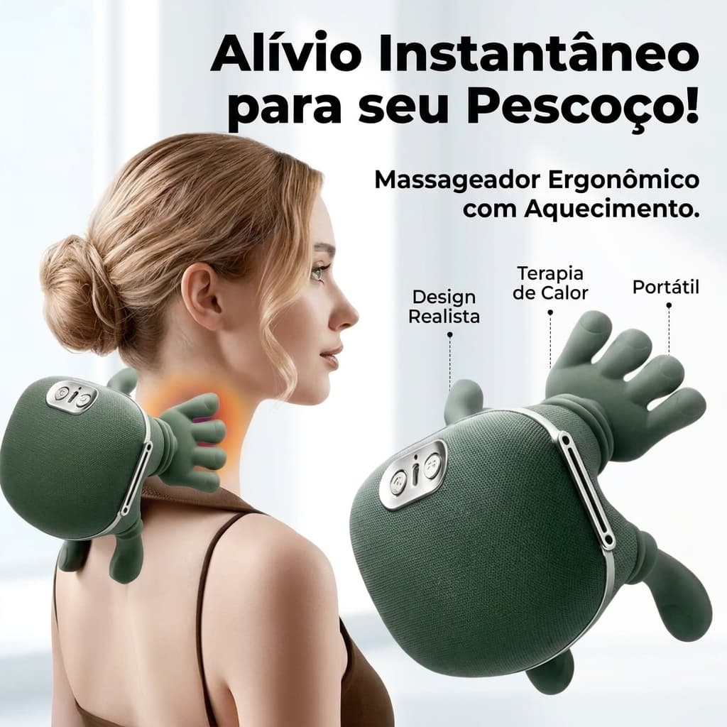 Massageador Elétrico Portátil Pescoço e Ombro Shiatsu Alívio de Tensão