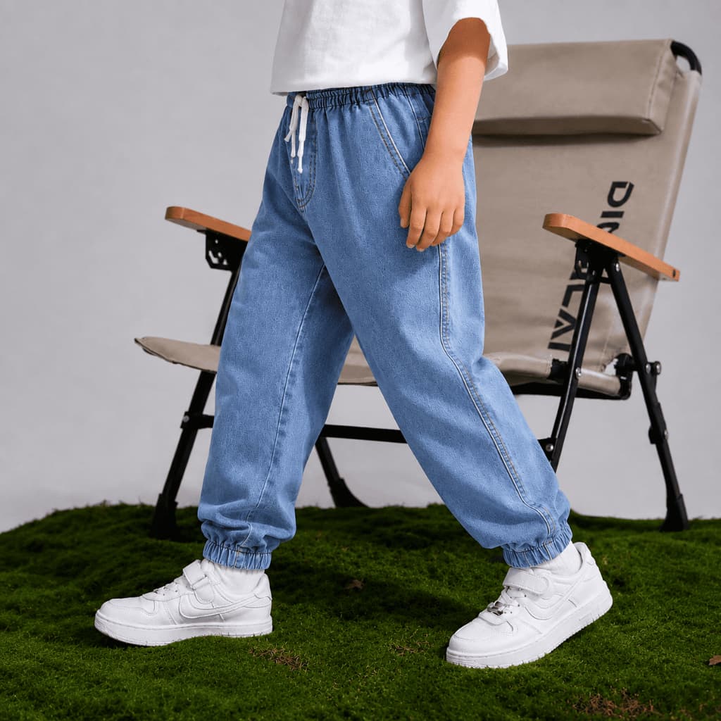 Calça Jogger INFANTIL Jeans e Sarja Menino Alta Qualidade Slim Fit Brim Criança