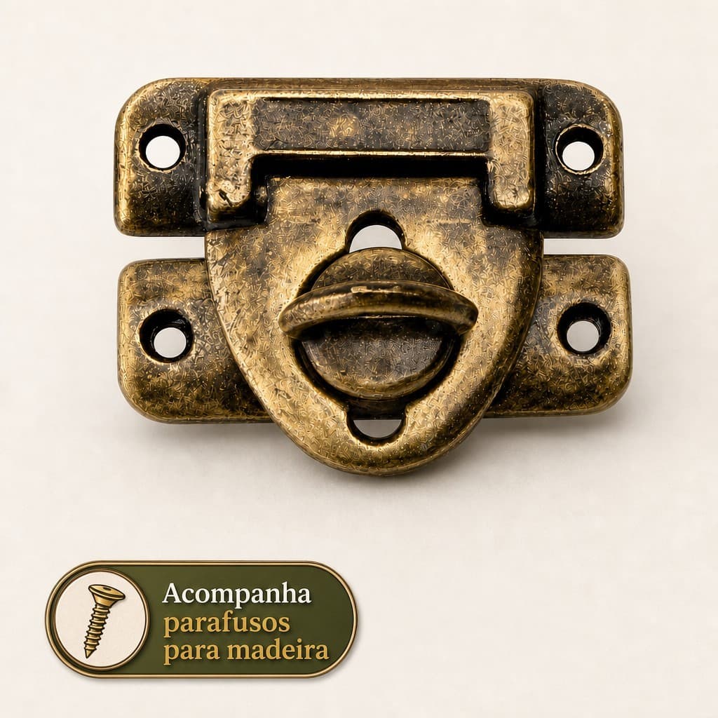 Fechos Para Cadeado Metal + Parafusos Caixas Baus Maletas Decoração Artesanato MDF