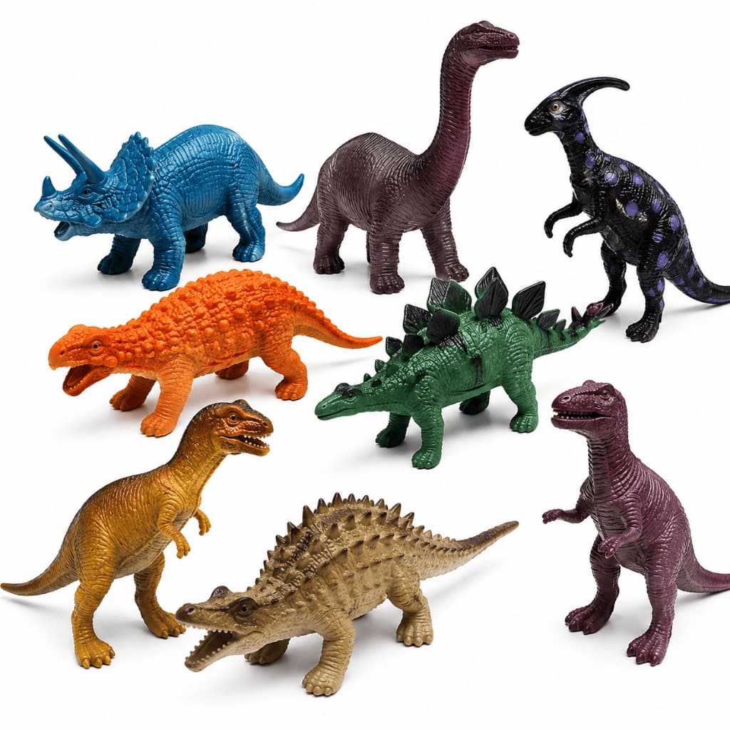 Kit 8 Dinossauros Grandes Borracha Dino World Brinquedo Educativo Infantil