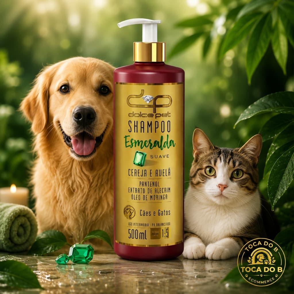 Shampoo Pet Cães e Gatos 500ml Dolce Pet Esmeralda Limpeza Suave