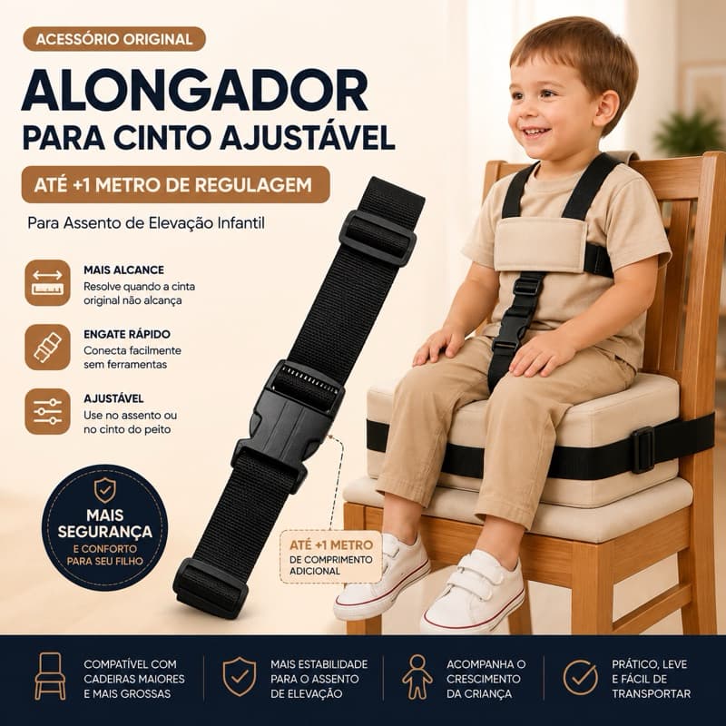 Alongador de Cinto para Assento de Elevação Infantil Ajustável até 1 Metro