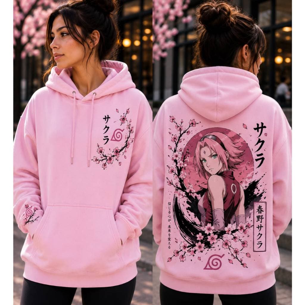 Moletom Rosa Feminino  Sakura Haruno 100% Algodão - Envio Imediato